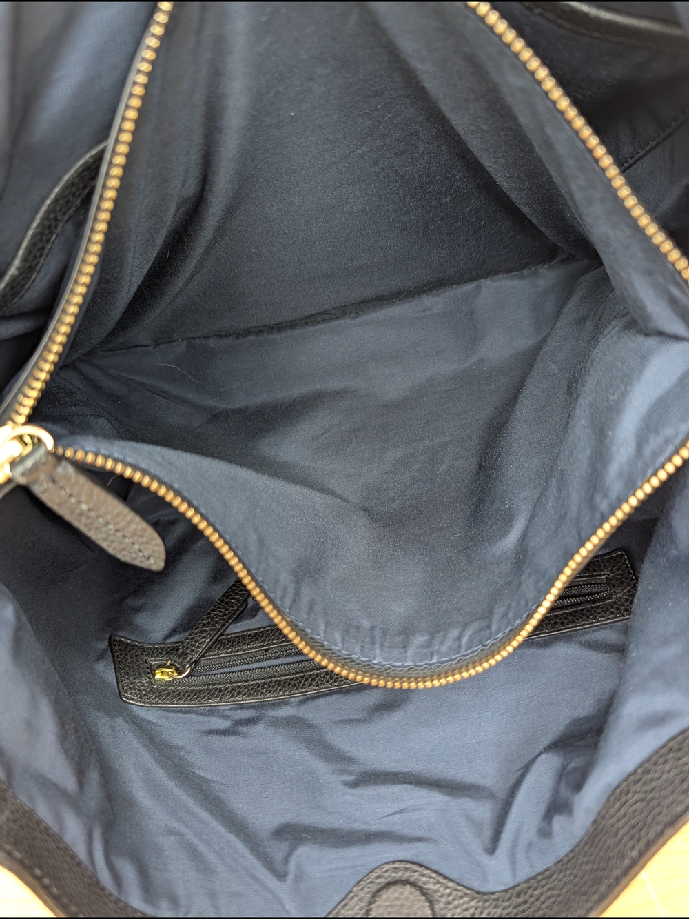 Cole Haan Dillan Black Pebbled Leather Hobo Shoulder Bag Basket-weave Detail - Picture 12 of 15